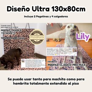 Pee Pads Lavable 130x80cm Diseño Clásico para Perro Macho Pañal Entrenamiento Absorbente